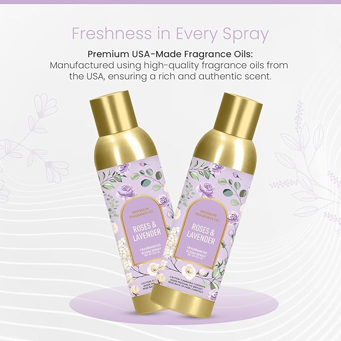 Brooklyn Fragrance Co. Arches Room Spray – Premium Lavender Floral Air Freshener -Long lasting home Fragrance Spray for Bathroom, office & small spaces- 6 Fl oz.