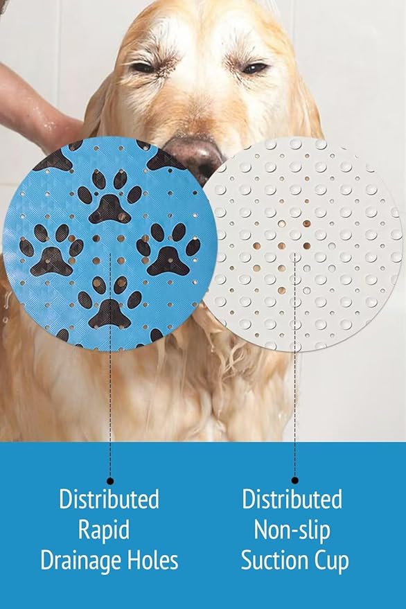 Dog Bath Mat for Tub -Non-Slip Bath Pad for Pet Dogs-Shower Non-Slip Mat Quick Drain Dog Shower Accessory pad Supplies 39.4x15.7 Inches (Blue)