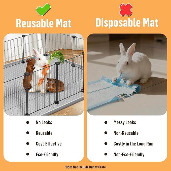 Silicone Rabbit Cage Liner, 40” x28” Rabbit Floor Mat Washable & Reusable Rabbit Cage Mat, Pet Training Pads Mat for Small Animal Rabbit Guinea Pigs Bunny Hamster Cats Dogs