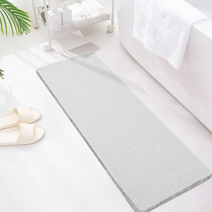 Joyhalo Bathtub Mat Non Slip, Bath Mat for Tub, Shower Mats for Inside Shower, 47x16 Inch, PVC Loofah Bathroom Mats for Wet Areas, Quick Drying, Grey