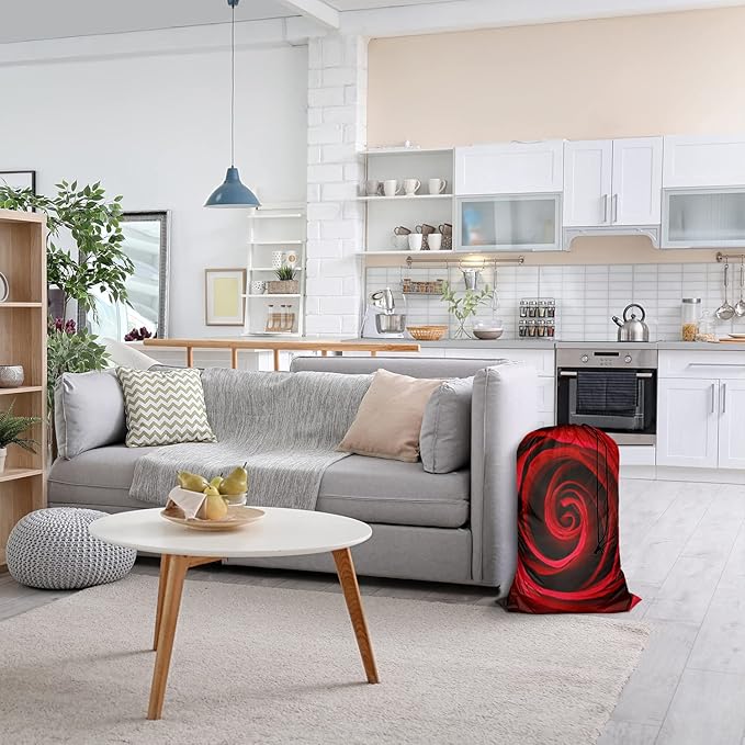 Swono Red Rose Extra Heavy Duty Laundry Bag, Garden Glamour Flower Bud Petal Blossom Valentine X-Large Dirty Clothes Drawstring Bag with Tear Resistant Fabric, Washable Laundry Liner for Hamper