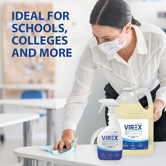 VIREX CBD540557 All Purpose Disinfectant Cleaner - Kills 99.9% of Germs and Eliminates Odors, Ready-to-Use Liquid Refill, Lemon Scent, 1-Gallon
