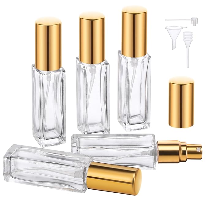 Segbeauty Perfume Travel Refillable, 5pcs 0.34 oz Portable Perfume Bottle, Empty Glass Sprayer Perfume Replacement Bottles for Travel Scent Toiletries Pump Bottle