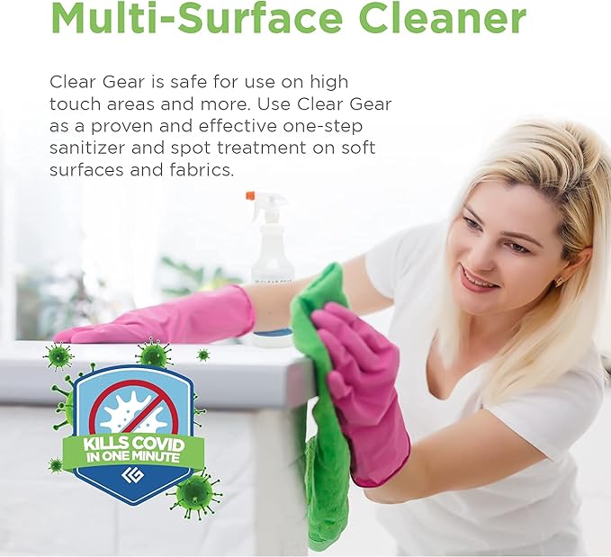 Clear Gear Gym Disinfectant, Yoga Mat Cleaner, Deodorizer For Sports Equipment, Gyms, and Fitness Centers - Mixed Pack - 16 Oz and 32 Oz Bottle Hospital grade Disinfectant Spray Pack