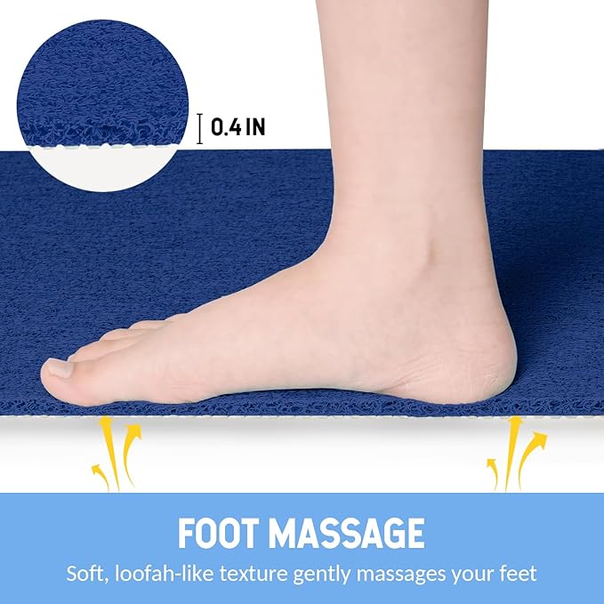Non-Slip Bathtub Mat, Anti Slip Shower Mat, Fast Drying Bathtub Mats, Foot Scrubber Mat, Anti Slip Mat for Tub, Floor, Bathroom, Kitchen, Home, Hotel (Navy Blue 36"×24")