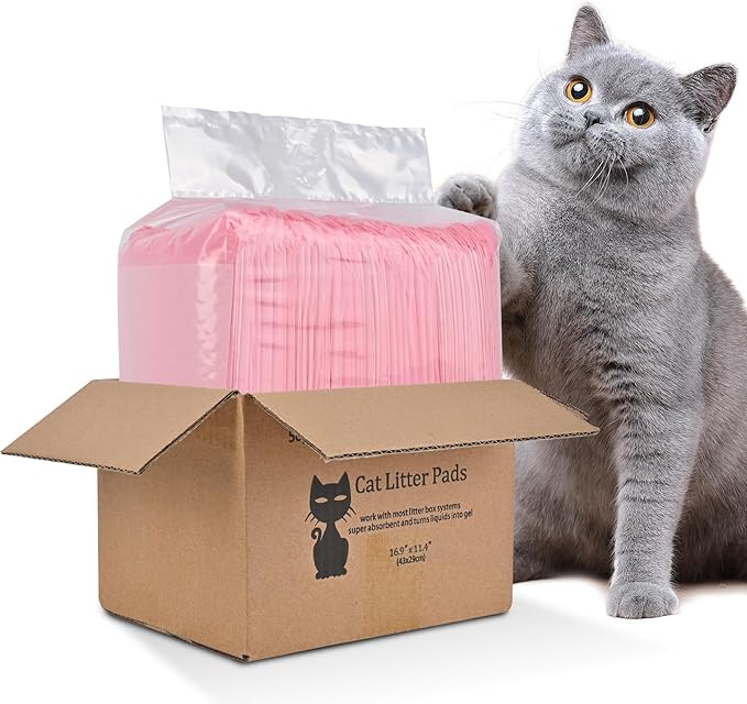 50 Count Cat Litter Pads for Tidy Cats Breeze Litter System 16.9 x 11.4 Inch Lavender Scented Cat Pad Refills Super Absorbent Quick-Dry Pee Pads for Cats
