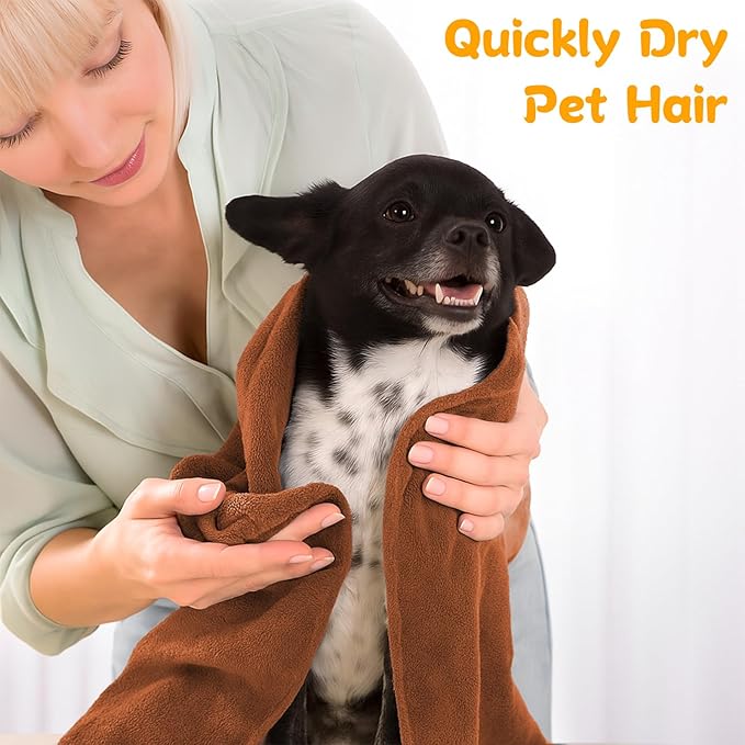 Dog Towels for Drying Dogs Large, Absorbent Microfiber Dogs Bath Towel, 40 x 24 Inch Soft Pet Grooming Towel, Dog Shower & Bath Supplies(Brown)