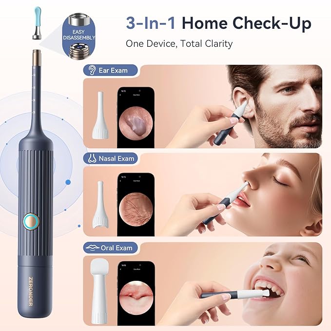 Ear Wax Removal Kit: Smart Visual Ear Cleaner with Camera 1080P HD for Adults & Kids - Flexible Ear Wax Remover with 6 LED Lights - Safe Ear Cleaning Tool for Home Use