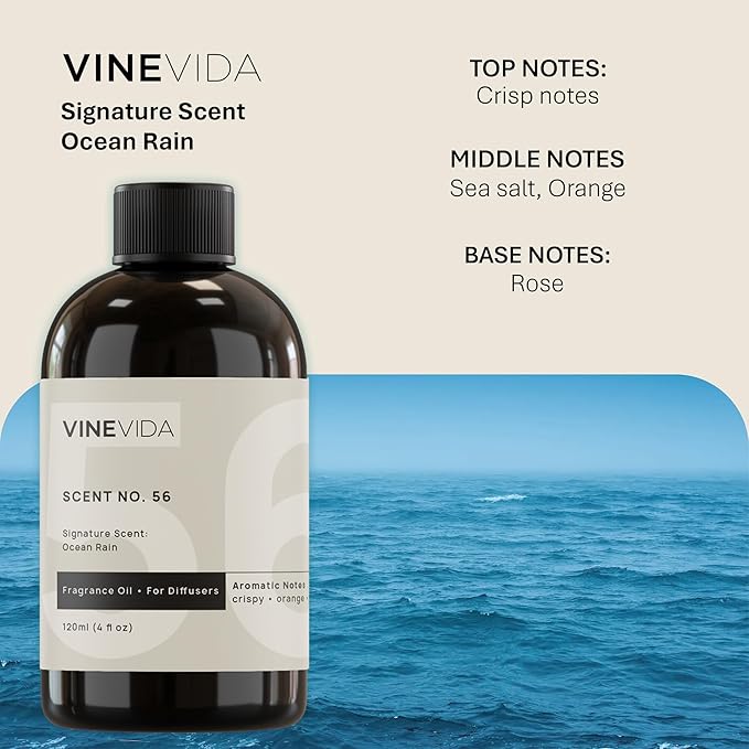 VINEVIDA [Gallon (128 Fl Oz)] Ocean Rain Fragrance Oil for Cold Air Diffusers, Essential Oils for Diffuser Oil Refill & Air Freshener Room Spray