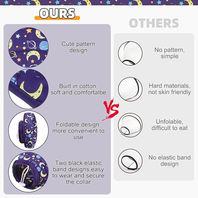 KOOLTAIL Cat Cone Collar, Adjustable Soft Comfortable Cat Recovery Collar to Stop Licking, Foldable Donut Water Resistant Pet Cone for Small Large Cats Kittens After Surgery Star S