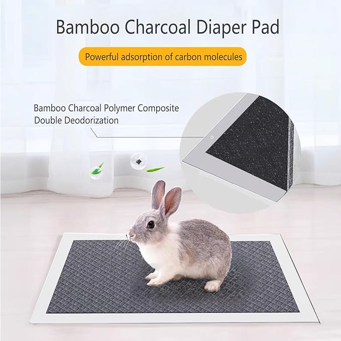 Guinea Pig Pee Pads, Disposable Rabbit Cage Liners, Charcoal Odor Controlling Absorbent Waterproof Pee Pads for Hamster, Bunny, Ferret, Chinchilla and Other Small Animals (18" x 13", 120 PCS)