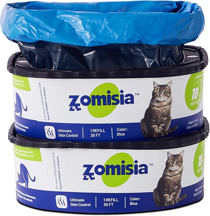 2 Pack Cat Litter Refill Bags, Non-See-Through Jumbo 60FT Cartridge Refill Total Up to 36 Weeks (Over 8 Months) Per Cat for Odor Control, Compatible with Genie Standard, Plus