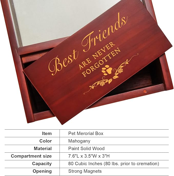 TJ.MOREE Dog Urns for Ashes - Memorial Display Case, Pet Sympathy Gifts - Best Friends Never Forgotten