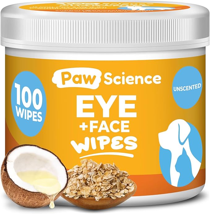 Dog & Cat Eye Wipes - Hypoallergenic Eye & Face Wipes for Cats, Dogs, Kitten and Puppy - Pet Tear Stain Remover & Cleaner - Gently Cleans & Removes Discharge, Crust, & Gunk (Unscented)