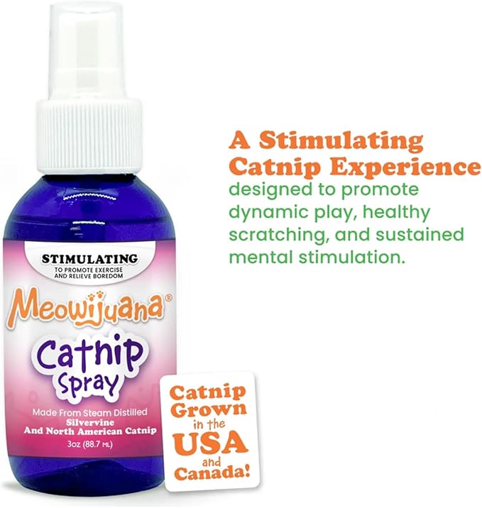 Meowijuana Catnip & Silvervine Spray Trio - 3 oz | High Potency Formula | Natural Formula for Pet Owners & Multi-Cat Households | Enhance Playtime & Relaxation | Perfect for New Cat Owners