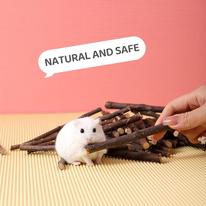 200g Apple Sticks for Bunny Chinchillas,Small Animals Wood Chew Sticks,Wood Chew Toys for Rabbits Guinea Pig Hamster Gerbil Bunny(Thin7oz)