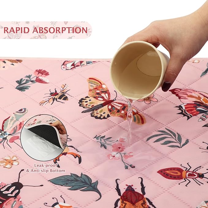 IEUUMLER Washable Pee Pads for Dogs, 2 Pack Insect Pattern Reusable Waterproof Puppy Potty Pads, Non-Slip Absorbent Pet Training Pads for Playpen Crate Bed EU014