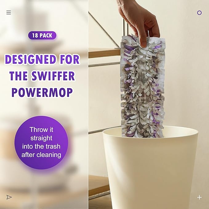 18 Count Disposable mop Pads Refills for Swiffer PowerMop Multi-Surface Mop and PowerMop Wood Mop, Replacement Pads Use for Floor Cleaning