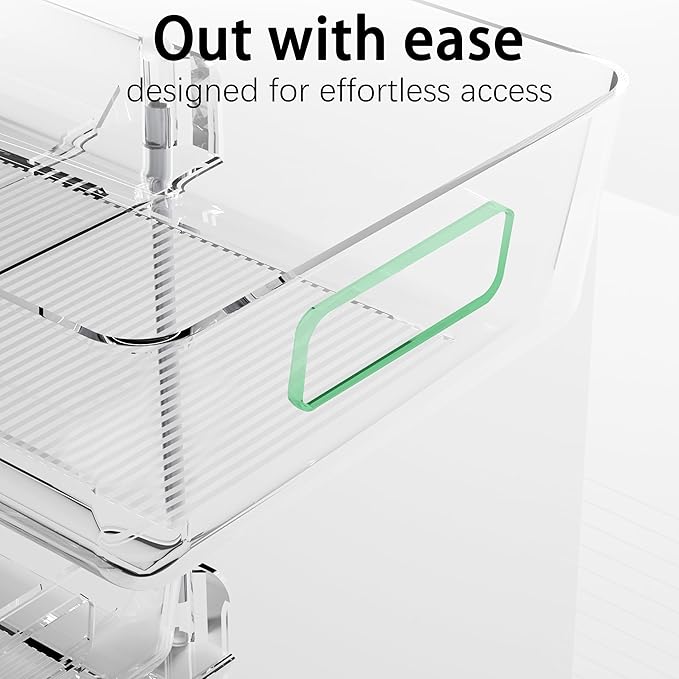 2 Tier Under Sink Organizer, 2 Pack Clear Bathroom Storage Vanity Counter Container, Cabinet Drawers Bins, Pull-Out Storage and Organization with Track for Pantry, Kitchen