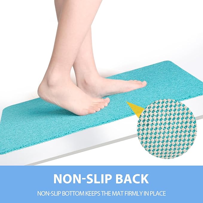 Non-Slip Bathtub Mat, Anti Slip Shower Mat, Fast Drying Bathtub Mats, Foot Scrubber Mat, Anti Slip Mat for Tub, Floor, Bathroom, Kitchen, Home, Hotel (Turquoise Blue 36"×24")