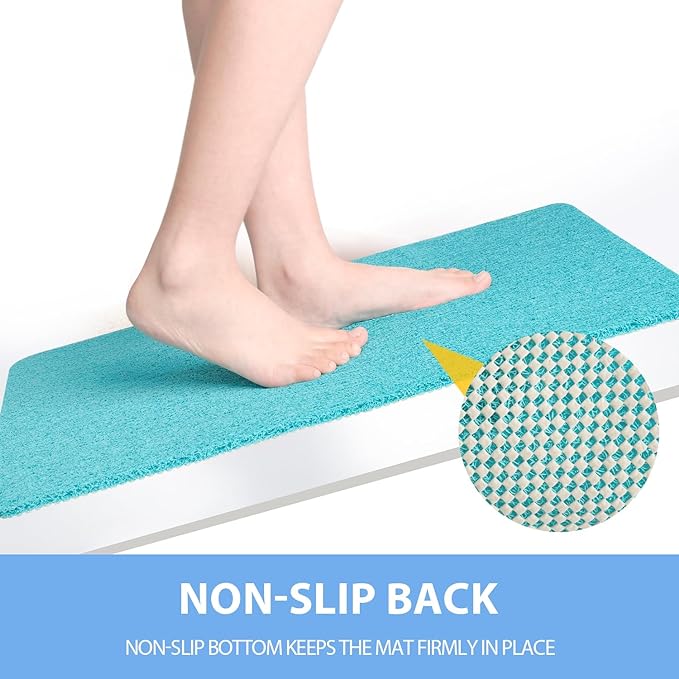 Non-Slip Bathtub Mat, Anti Slip Shower Mat, Fast Drying Bathtub Mats, Foot Scrubber Mat, Anti Slip Mat for Tub, Floor, Bathroom, Kitchen, Home, Hotel (Turquoise Blue 32"×17")