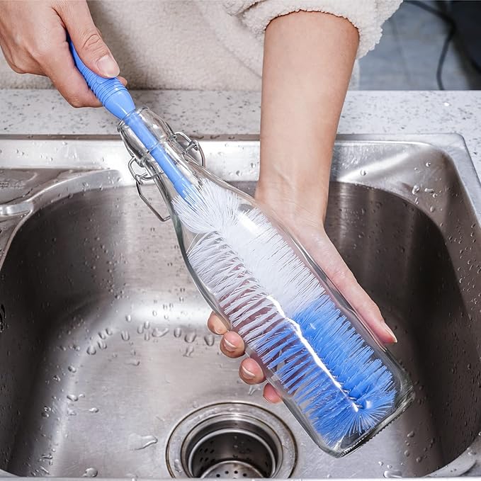 Bottle Brush Cleaner 5 Pack - Long Handle Water Bottle and Straw Cleaning Brush Set for Washing Narrow Neck Bottles, Sport Bottles, Kombucha, Wine Decanter, Flask, Beer Brewing Supplies