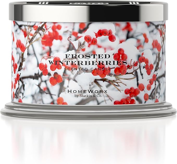 HomeWorx by SLATKIN + CO. Candle- Frosted Winterberries, 18 oz. Premium Scented Candle - 30-55 Hours Burn Time