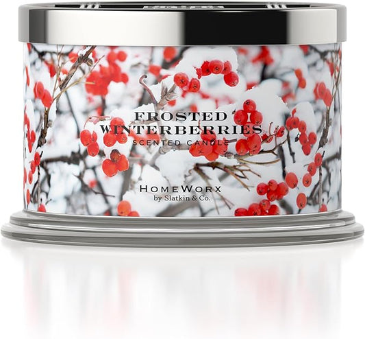 HomeWorx by SLATKIN + CO. Candle- Frosted Winterberries, 18 oz. Premium Scented Candle - 30-55 Hours Burn Time