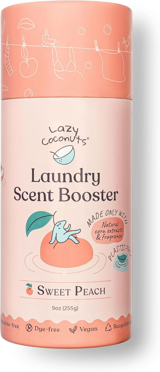 Lazy Coconuts Sweet Peach Laundry Beads - Eco Friendly, Plastic Free, Minimal, Natural Ingredients - Dye Free Laundry Scent Boosters, Zero Waste, Recyclable Package, Carbon Negative