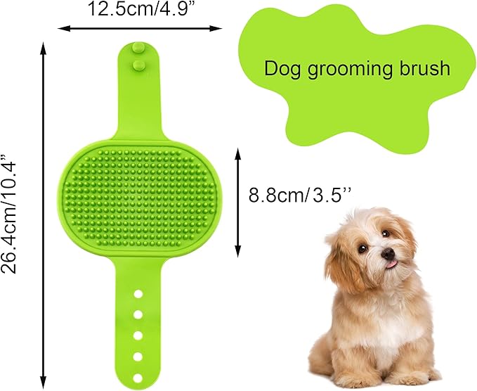 Quacc Dog Shampoo Brush Adjustable Handle Pet Grooming Bath Brush for Long Short Haired Dogs, Cats Shampooing Massaging
