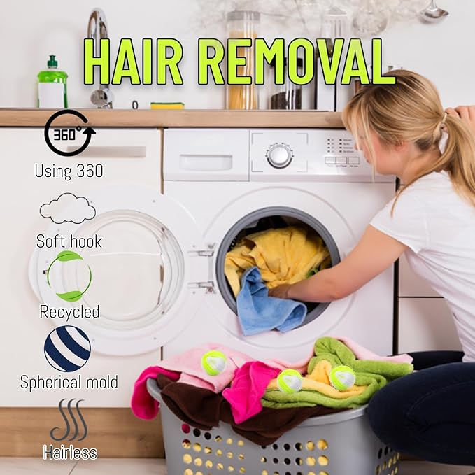 Washer Pet Hair Catcher, Washing Machine Pet Hair Catcher, Laundry Pet Hair Catcher, Pet Hair Catcher for Washing Machine, 16 Pack Reusable Laundry Balls for Dog and Cat Hair Removal