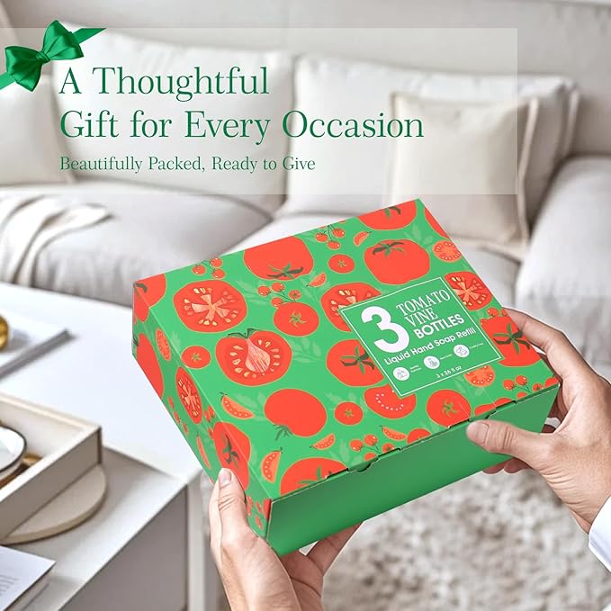 ROMIIE ZOI LIquid Hand Soap Refills Gift Set – Tomato Vine Scent – 3 x 26 Fl Oz Bottles – Plant-Based, Cruelty-Free, Gentle & Moisturizing Formula with Essential Oils – for Bathroom & Kitchen Use