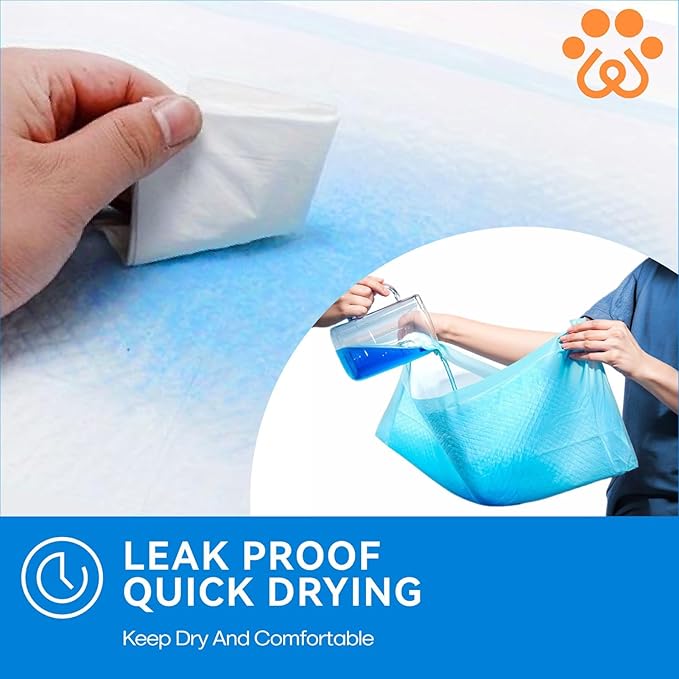 JollyMate Pet Pee Pads - Strong Absorption& Leak-Proof for Dogs - Puppy Pads - Super Absorbent, Waterproof, Quick-Dry, Unscented for Dogs and Cats, Rabbits (Pack of 100-13x18)