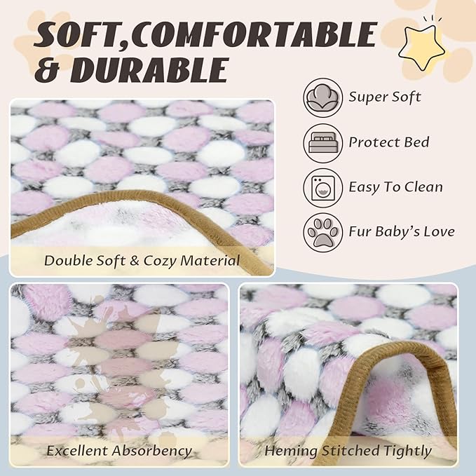 6 Pcs Washable Guinea Pig Blankets Absorbent Small Animal Fleece Bedding Cage Liners Reusable Pet Pee Pad Sleep Mat Pad Cover for Hamster Ferret Rabbit Chinchilla Hedgehog (24" x 35")