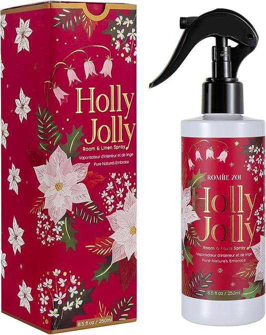 Romiie Zoi Christmas Linen & Room Air Freshener Spray Room Mist- Holly Jolly - Infused with Citrus & Pine Aroma- 250ml / 8.5 FL OZ.
