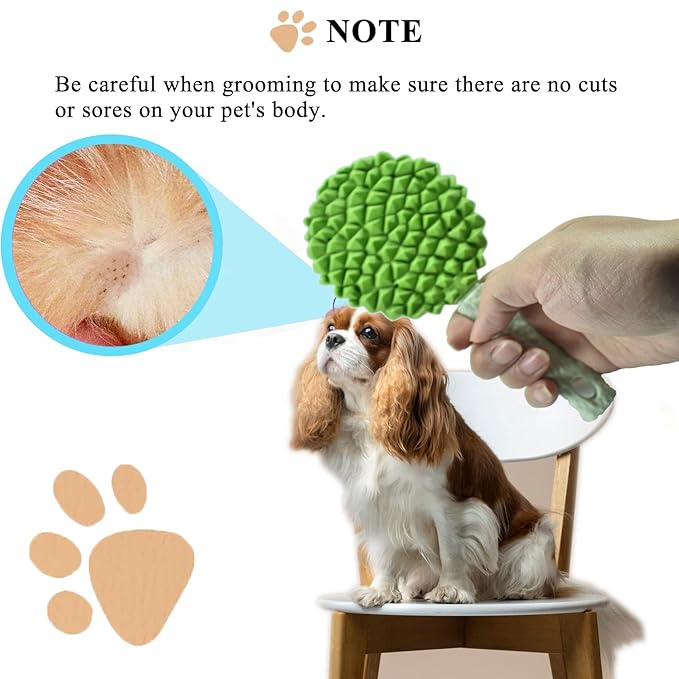 Cat Brush for Shedding Dog Brush Hair Cleaning Comb Bath Massage Tool for Shedding & Grooming, Remove Loose Hair, Durian Shape, Silicone Bristles (Green)