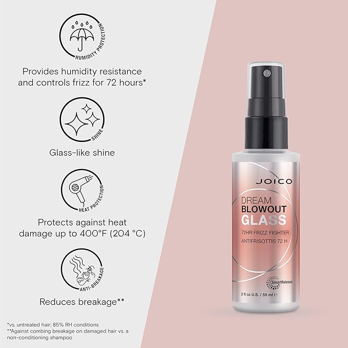Joico Dream Blowout Glass 72-Hour Frizz Fighter | Humidity Control | Glass-Like Shine | Hydrate & Smooth | For Most Hair Types | 1.7 Fl Oz