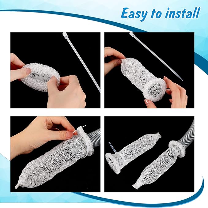 40 Pieces Nylon Lint Trap Washing Machine Lint Fabric Mesh Snare Washer Lint Catcher Washer Hose Lint Traps Washing Machine Lint Trap Lint Traps Hose Screen Filter Catcher with 40 Pieces Cable Ties