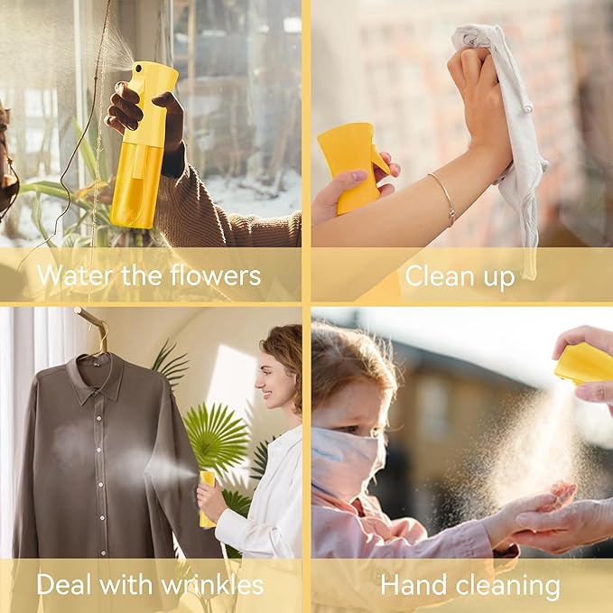 Continuous Mist Spray Bottle for Hair, Face & Plants (6.8oz/200ml) - Ultra Fine Travel-Size Water Mister for Salons, Cleaning, Pets & Skincare Leakproof Design