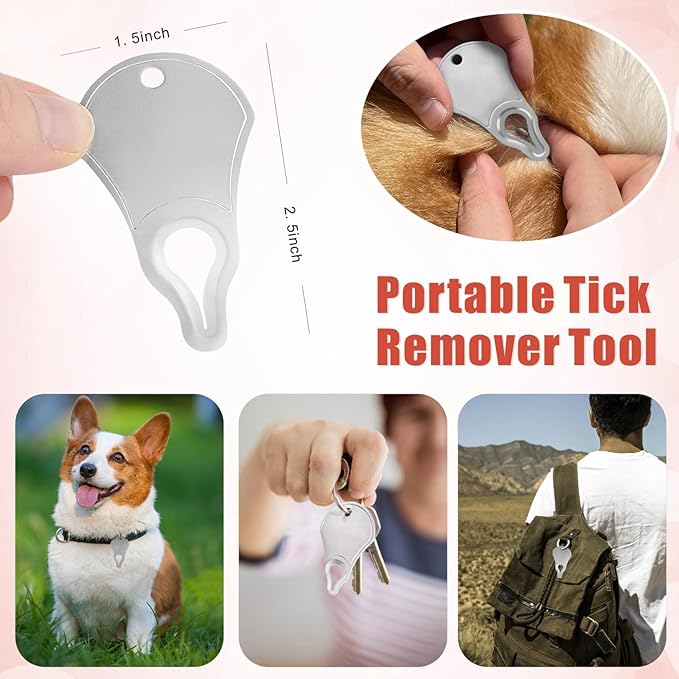 Tick Remover Tool Kit, Stainless Steel Tick Tweezers + Remover Tick Key, 4 Pack Quick & Safe Tick Twister Removal Tools for Dogs Cats Humans