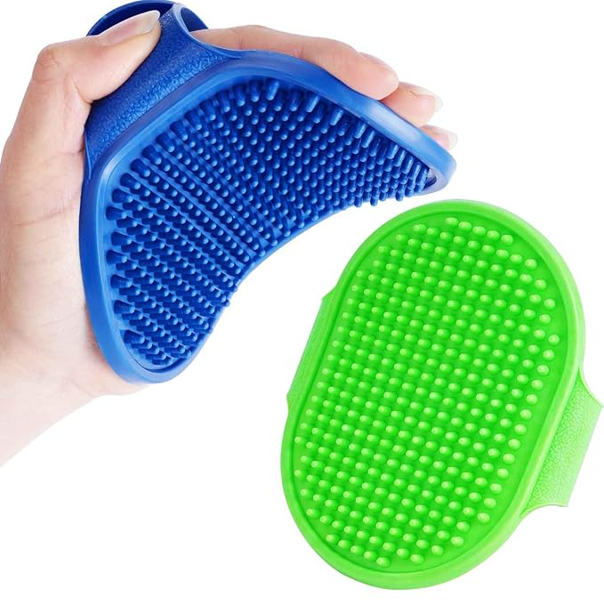 2 Pack Dog Grooming Brush, Premium Soft Silicone Pet Bath Brushes with Adjustable Handle, Shampoo Soothing Comb for Wet Dry Long Short Haired Dogs & Cats Massaging, Deshedding
