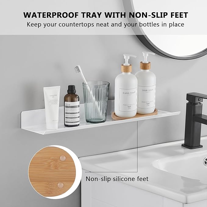 White Glass Soap Dispenser - Hand Dish Soap Dispenser Set for Kitchen, Bathroom with Sturdy Pump and Tray, 14 Waterproof Labels,Refillable Soap Lotion Dispenser-White