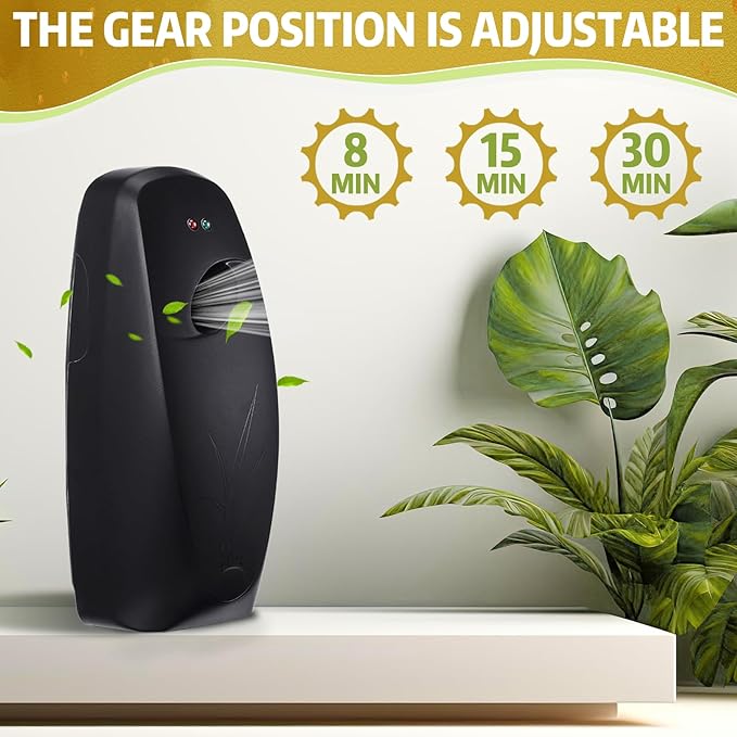 Automatic Air Freshener Spray Dispenser Home indoor Wall Mounted Automatic Spray Dispenser Air Freshener Spray, Commercial and Home Use, Bathroom, Hotel, Office and Public Area (Black, 6 Pcs)