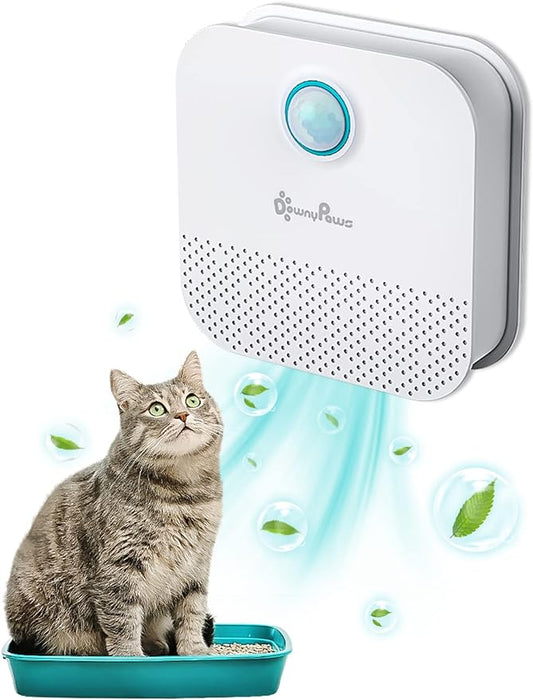 DownyPaws Cat Litter Deodorizer, Rechargeable 4000mAh Odor Eliminator Cat Litter Box, Dust-Free, 14-Day Battery Life, No Consumables