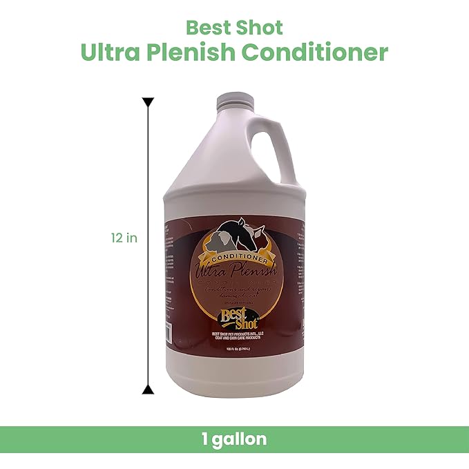 Best Shot Ultra Plenish Conditioner, Coat Release Technology, Ideal Pet Grooming Supplies, Moisturizing Conditioner for Dogs, Cats, and Horses, 1 Gallon