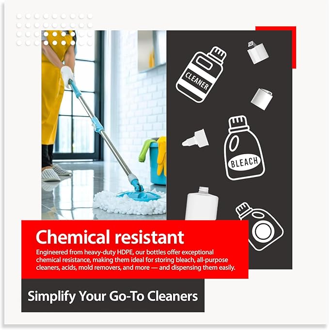 Bar5F 33.8oz 3-Pack Large HDPE Plastic Bottles with 9 Caps in 3 Styles | Pump, Squeeze, Squirt | Shampoo, Conditioner, Condiments, Ketchup, Bleach, Cleaners, Alcohol, Food Safe | BPA-Free, 1 Liter