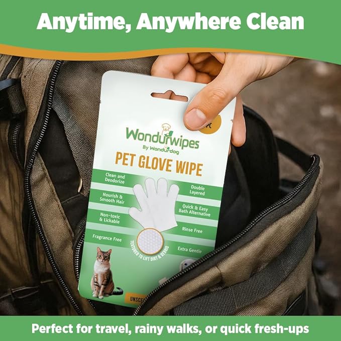 12pc. Premium Pet Glove Cleaning Wipes for Dogs & Cats | Textured, Deodorizing & Hypoallergenic Gloves with Aloe Vera & Shea Butter – Gentle, Skin-Safe Wipes for Fur, Face & Body, Odor Control