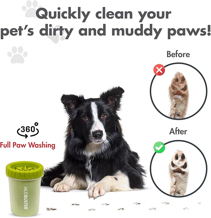 Dexas MudBuster Portable Dog Paw Cleaner, Medium, Green, PW710383