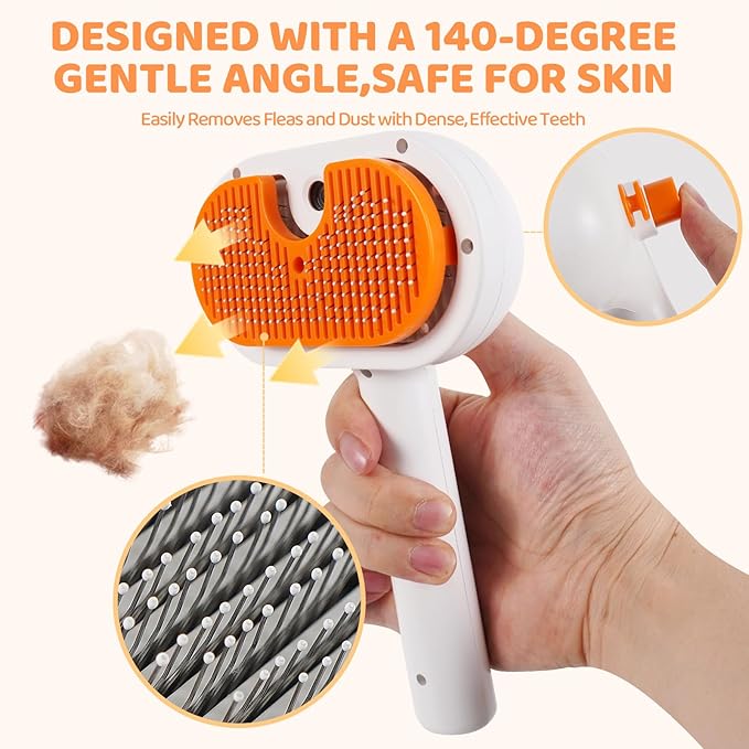 Anti-static Cat Steam Brush,3-in-1 Dog Brush & Gentle Grooming Fur Removal Tool for All Pets,Furmist Comb,Dog Brush,Cat Brushes,Pet Steam Brush,Self-Cleaning with Release Button for Long Short Hair