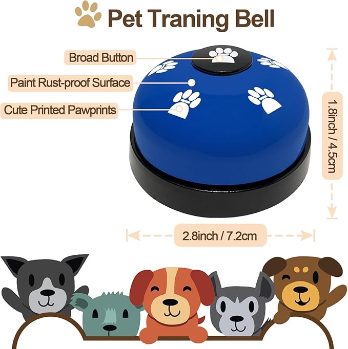2 Pack Dog Door Bells, Dog Doorbell to go Outside Puppy Train Bell for Dogs to Ring to go Potty, Puppy Toilet Training Bell Jingle Bells for Door Knob (Dark Blue)